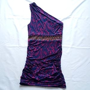 4/20 Kouture by Kimora purple blue one shoulder